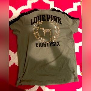 PINK BY VS EMBELLISHED TSHIRT IN SIZE LARGE